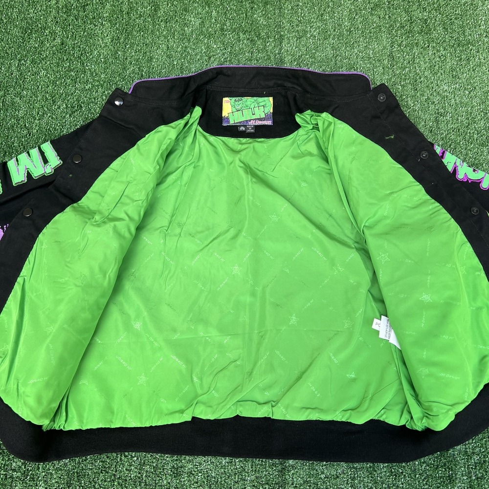 NWT VTG JH Design Hulk Jacket Youth 2XL Black Men's S Crop Boxy Racing Marvel - Picture 5 of 12